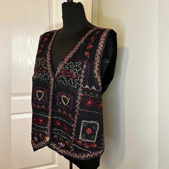 Embroidered Vintage 90s Weekend Provisions Womens XL Button Front Classic Vest - Picture 3 of 8